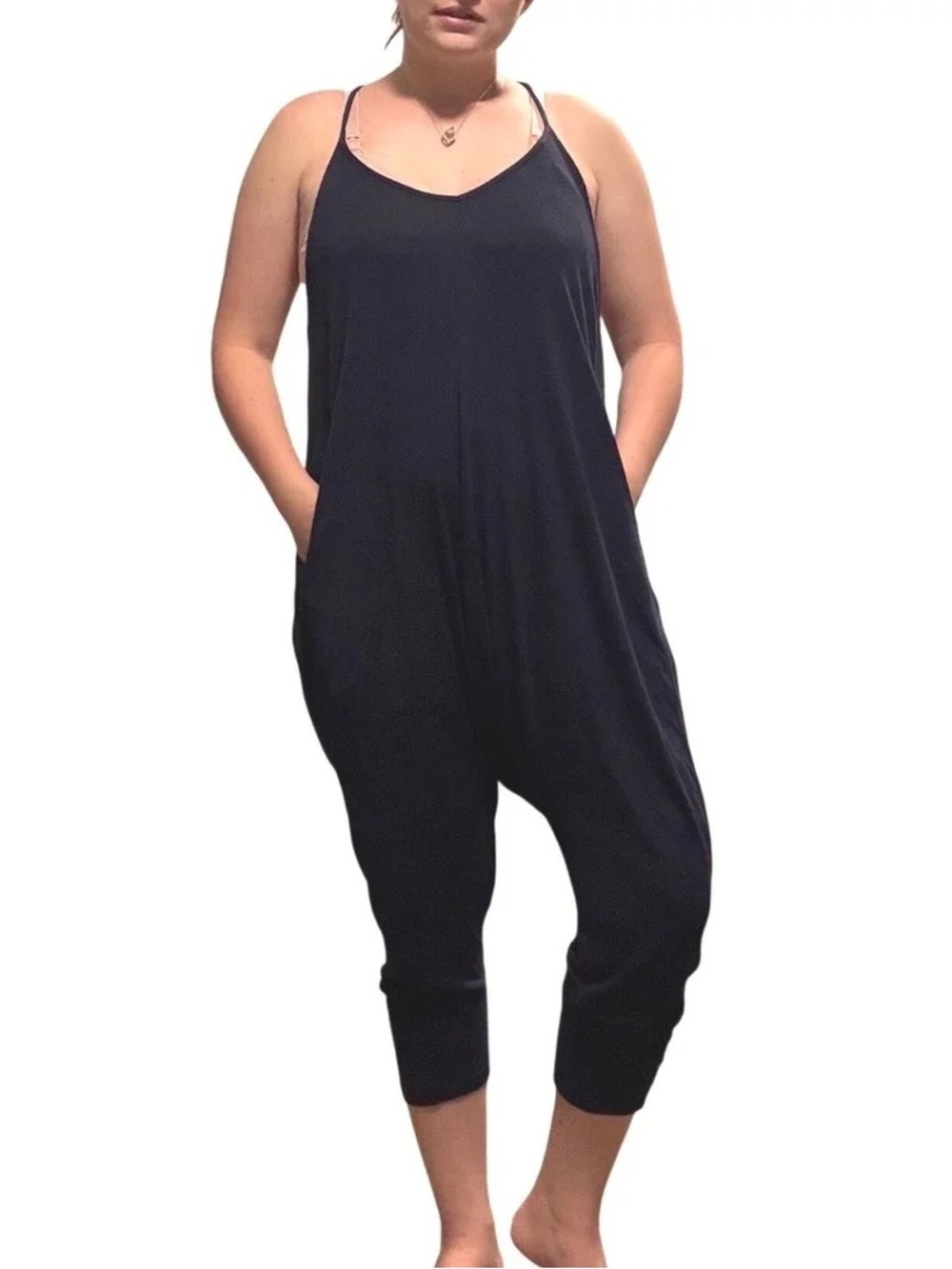 Intimately Free People Black Women’s Harem Ribbed Jumpsuit size Small